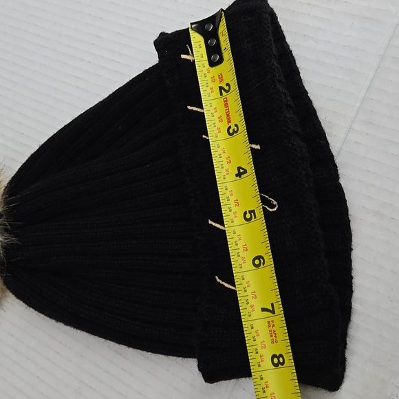 Baby Phat Black Beanie with Gold Embroidery and Tan Pom Pom - Picture 6 of 7